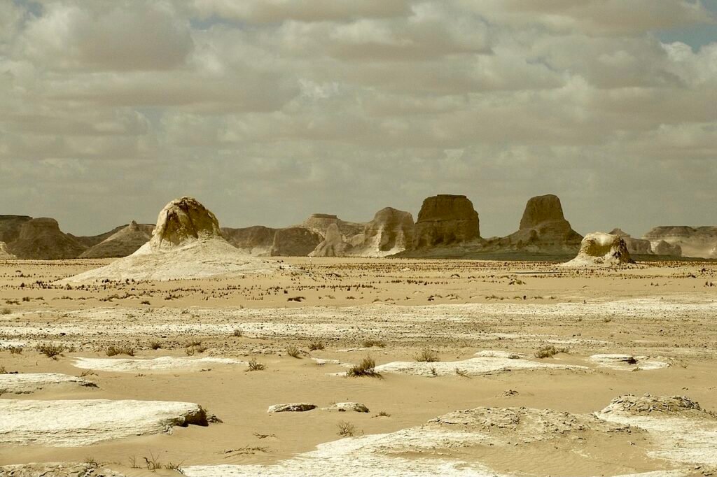 White Desert Rock formations in desert landscape Egypt